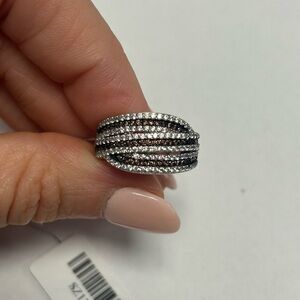 Suzy Levian Sterling Silver Brown White CZ Ring NWT